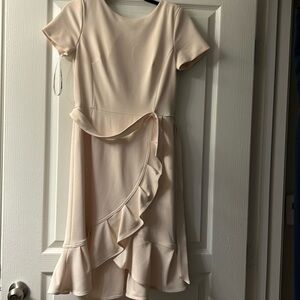 Calvin Klein , cream color ruffled dress
